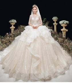 Cream glitter wedding bridal dress gown RB2120