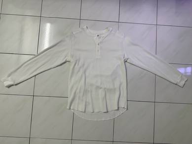 White Waffle Long Sleeve Minimal Style