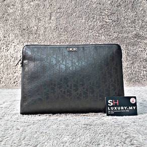 Dior Oblique Logo A4 Black Clutch