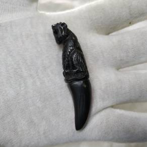 Tiger Tooth Shape Phayangewdam Wood Talisman Thai