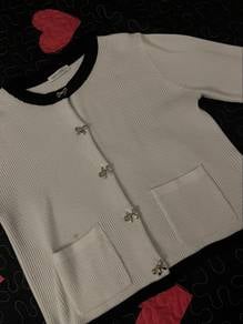 white ribbed knit cardigan
