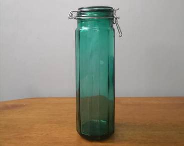 Balang kaca Green canister jar