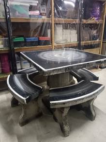 concrete outdoor table and bench set