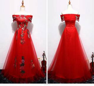Red wedding bridesmaid dinner prom dress RBP0388