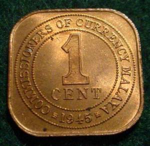 Straits Settlements Malaya 1945 KGVI 1 cent BU N64
