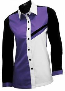 Kemeja Korporat Wanita FC997 Purple Black White