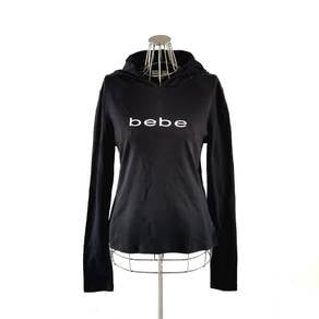 Bebe Black Hooded Long Sleeve Top