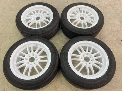 Sport Rim 15 Volk Rays RE30 White Siap Tayar Secon