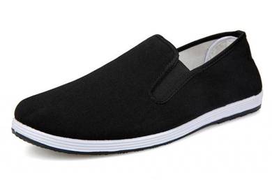 F0268 Black Loafers Canvas Slip Ons Kasut Shoes