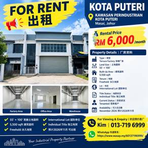 Warehouse / Factory For Rent in Masai,JHR