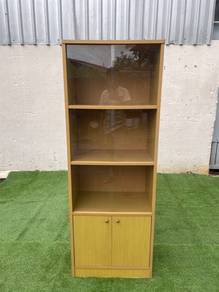 YE73W Almari Buku 2 x 6 Ft 6 Glass Doors Bookcase