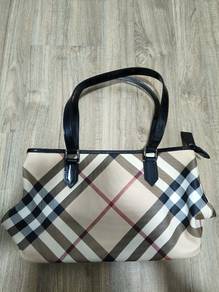 Authentic Burberry Check Pattern Tote Bag