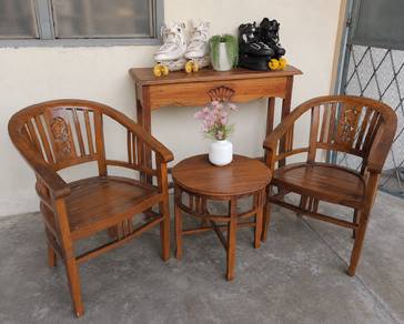 set kerusi kopi jati