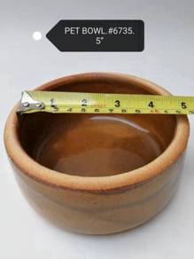 Clay Ceramic Pet Food Water Bowl 6735 5inch Brown