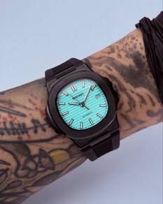 Custom Seiko Mod 40mm Black Turquoise Blue Green