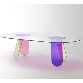 Acrylic Oval Table Colourful Desk Rainbow Meja