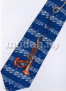 Bugle Trumpet Musical Symbols Blue Neck Tie