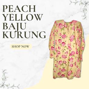 Peach Yellow with Red Flower Baju Kurung