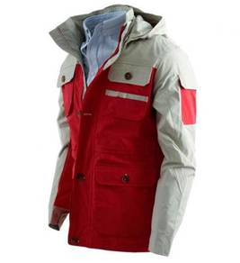 RED Hoodie Multi-Pocket Hiking Military Jacket