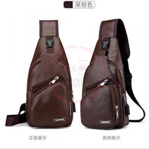 SC363 Men Leather Chest Crossbody Shoulder messeng
