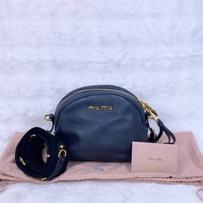 Miu Miu Calf Leather Black Moon Shoulder Bag