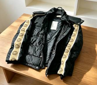 Black Quilted Puffer Jacket with Signature Side St