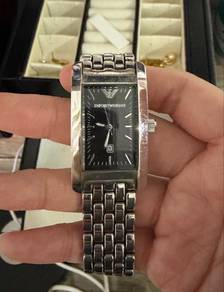 Emporio Armani rectangular black dial watch