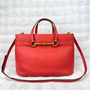 Authentic Gucci Bright Bit Leather Horsebit Red