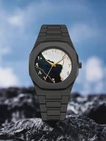 Wristwatches: Black & White Arabic Numeral Watch M