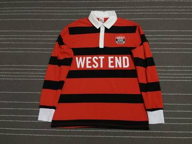 West End Draught rugby LS polo tee L  1779