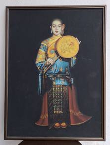 Vintage Chinese Lady Velvet Painting 