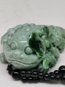 Green Burma Jadeite Jade Golden Toad Hand Piece