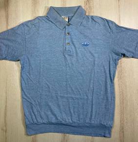 Adidas Trefoil Vintage Blue Collar Tee #BA Used