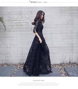 Black long sleeve lace prom wedding dress RBP0233
