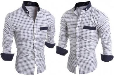 3928 Urban Stylish Plaid Black Long Sleeved Shirt