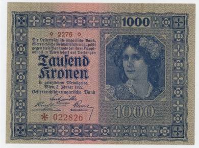 Austria 1000 Kronen 1922 - Pick P78   unc