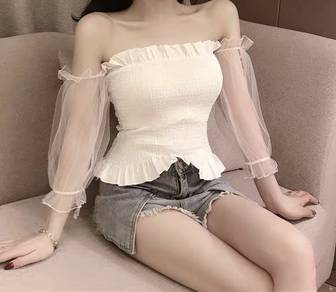 white offsholder top