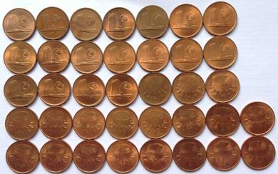 Malaysia 1 sen coin set from 1967 till 2007