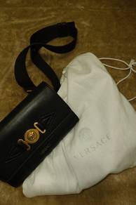 Versace Black Leather Medusa Belt Bag
