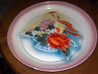 Dulang antik large antique enamel tray red