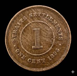 1895 Straits Settlements 1 Cent Coin
