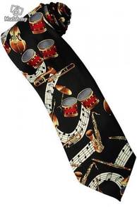 Rock Drum Set Saxophone Trombone Musical Neck Tie