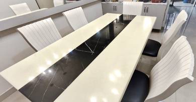 6ft Synthetic Marble Dining Table + 6 Chairs