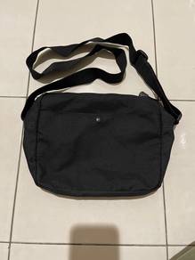 Plain Black Canvas Crossbody Bag