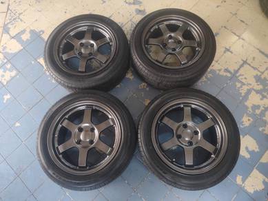 Rim second 15 TE37 Thai siap tayar myvi gm6 saga