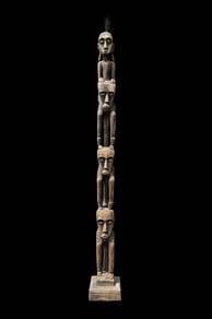 HAND-CARVED ASMAT TRIBAL TOTEM POLE– Primitive Art