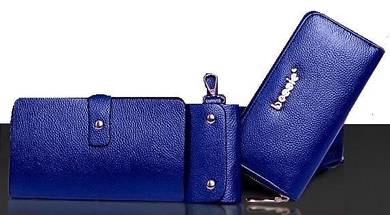 [3-in-1] BLUE CLUTCH BAG CARD HOLDER KEY CASE 🔥