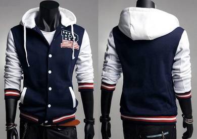 F007 BLUE SWEATER HOODIES BASEBALL VARSiTY JACKET