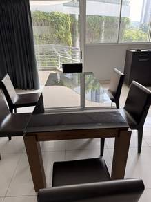 Cellini Glass Top Dining Table/chairs
