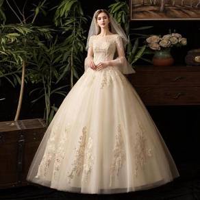 Cream fishtail long sleeve wedding gown RB1234